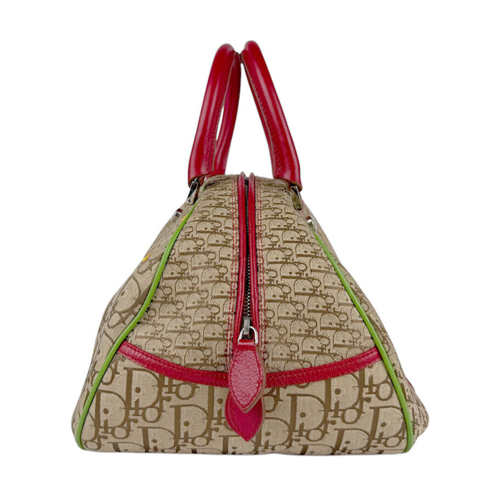 Dior yellow Christian handbag red green Rasta brown canvas leather Green Brown